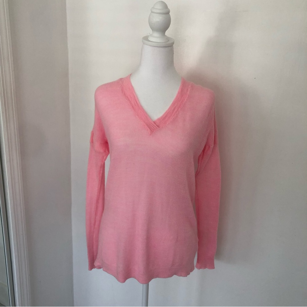 J.CREW Women’s Heathered Pink V-Neck Long Sleeve Pullover Knit Sweater Sz S